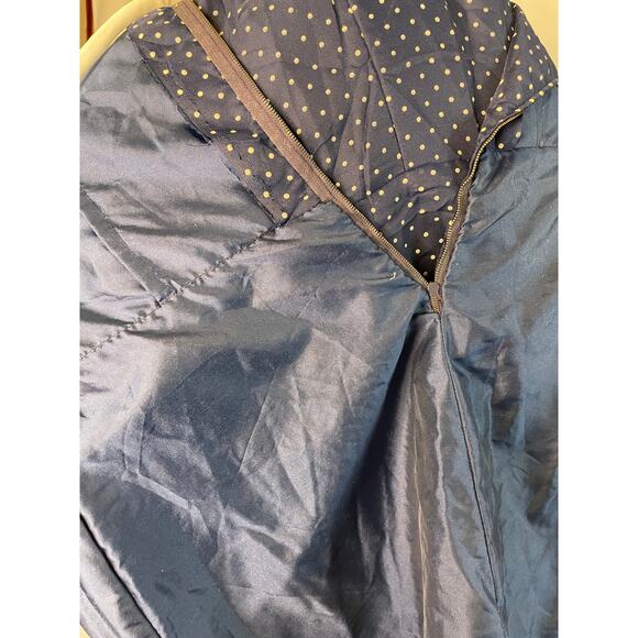 Vintage 1960s Navy Polka Dot Dress with White Sailor Collar – Size M - Picture 12 of 16